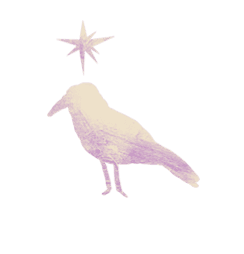 La ilustración de un cuervo y una estrella.